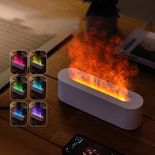 Newest RGB Flame Aroma Diffuser Humidifier for Bedroom With 7 Colors 2024