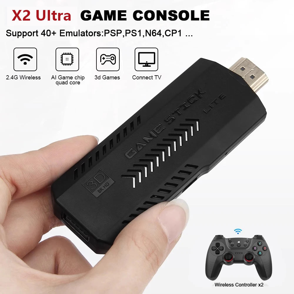 UItra Game Stick 4K HD Video Game Console Double Wireless 2.4G Controller Retro Console 58000 Games