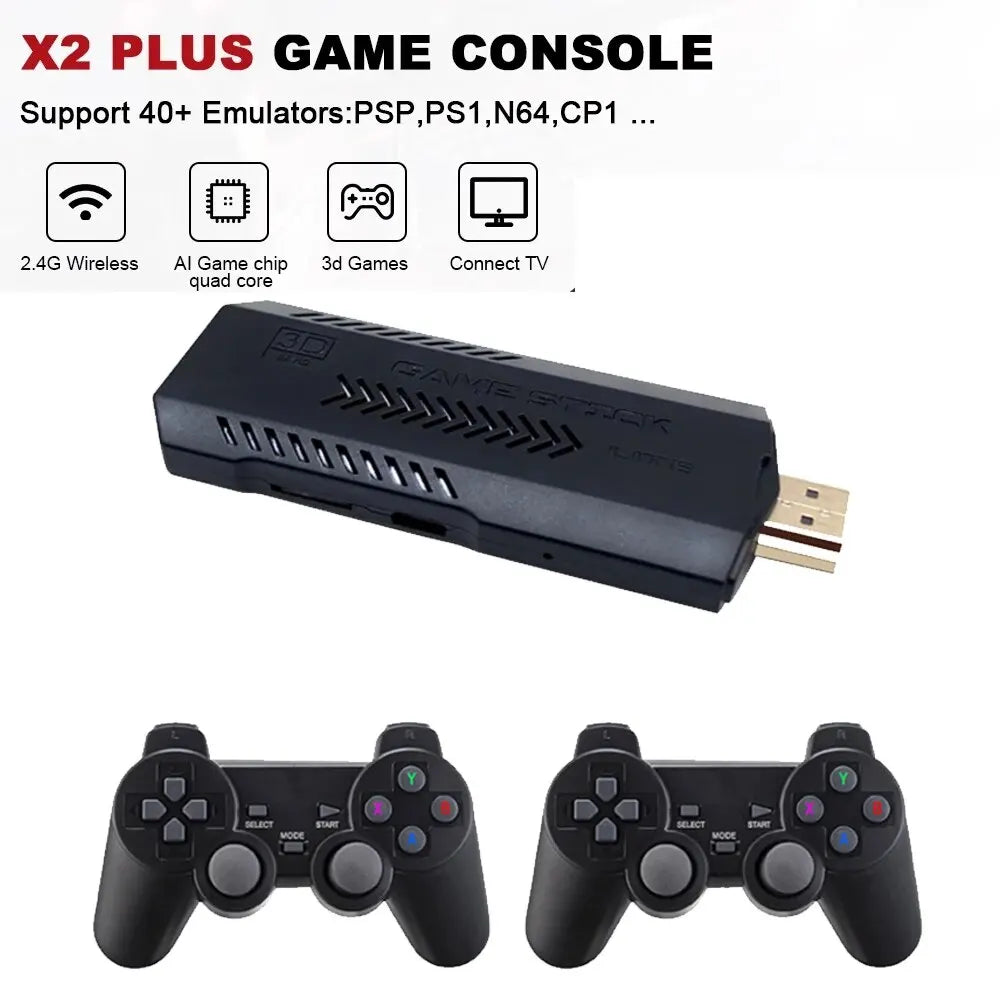 4K Game Stick 3D HD Retro Video Game Console Wireless Controller  For PS1/N64/DC