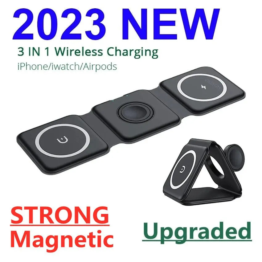 3 In 1 Magnetic Wireless Charger Pad Stand Foldable 2024 - For Apple Products